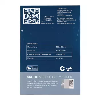 ARCTIC TP-3 Premium Performance Termālais Paliktnis 120 x 20 mm, 1.5 mm