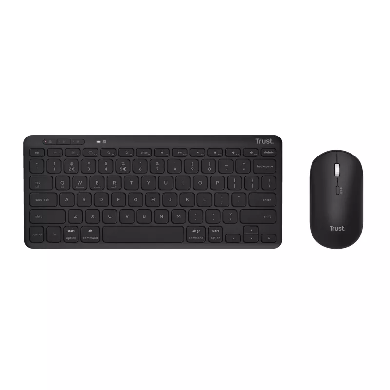 Trust Lyra bezvadu tastatūra un pele, RF Wireless + Bluetooth, QWERTZ, melna