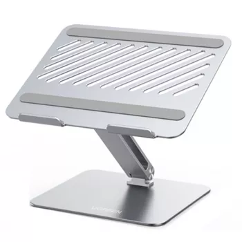 Laptop statīvs UGREEN 40291 Sudraba alumīnijs, max augstums 20,1 cm, slīpums 0–180°, plāksne 280×223 mm, piemērots 17,3 collu klēpjdatoriem