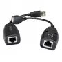 Techly IUSB-EXTENDTY5 USB signāla pagarinātājs pa tīkla kabeli Cat.5e/6 līdz 50 m, USB uz RJ-45, melns