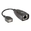 Techly IUSB-EXTENDTY5 USB signāla pagarinātājs pa tīkla kabeli Cat.5e/6 līdz 50 m, USB uz RJ-45, melns