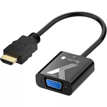 Techly HDMI–VGA adapteris 0.1 m melns 1920x1200 @ 60 Hz