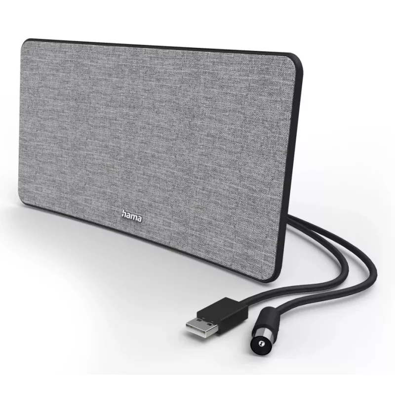 Iekštelpu TV antenna Hama Fabric Design melna pelēka USB 2m