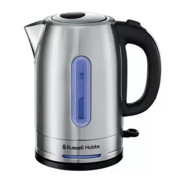 Elektriskā tējkanna Russell Hobbs 1,7 L 2400 W nerūsējošais tērauds, ūdens līmeņa indikators, 360° pamatne