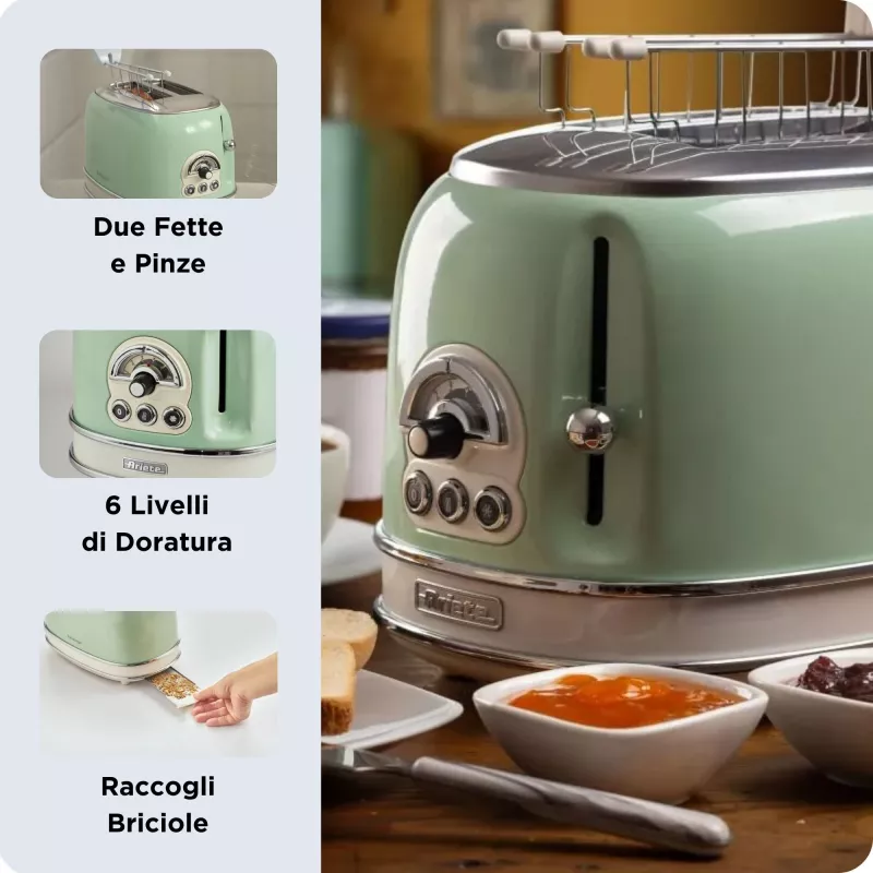 Ariete 0155/04 elektriskā šķēlēja, 2 šķēles, 810 W, zaļa