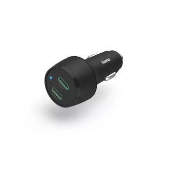 Auto lādētājs Hama 00201632 Ātrā uzlāde 2 USB Type-C Porti Melns