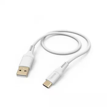 Hama Flexible USB kabelis USB 2.0 1,5 m USB A USB C Balts