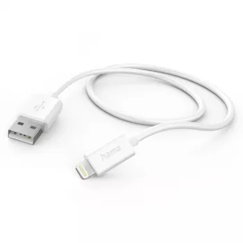 Hama uzlādes kabelis, USB-A – Lightning, 1 m, balts