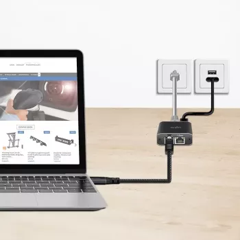 Tīkla kabelis LogiLink CU0411 USB-C uz RJ45 Cat6 1.5 m Melns