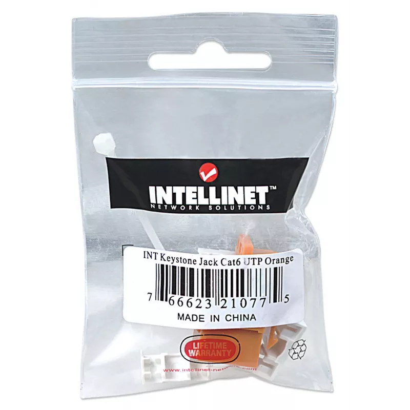 Intellinet Keystone Jack, Cat6, UTP, Punch-down, Oranžs