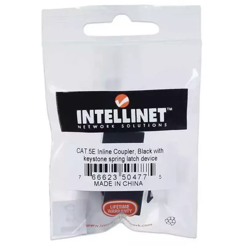 Intellinet Inline Coupler Cat5e UTP Keystone Tipa 8P8C Sieviete–Sieviete Melns