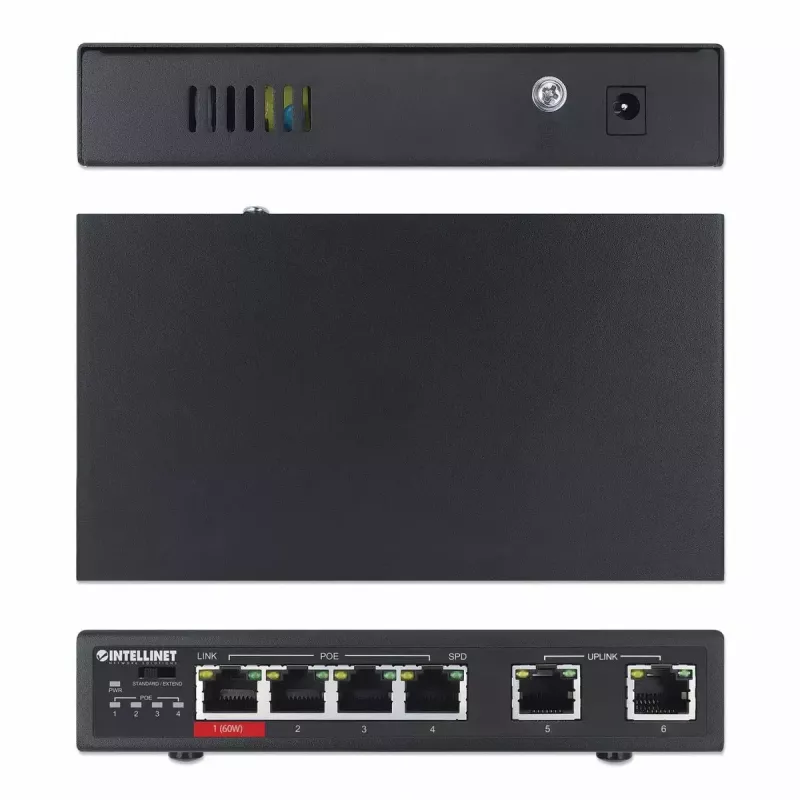 Intellinet 6-Portu Fast Ethernet Slēdzis 4 PoE Porti 65W Budžets