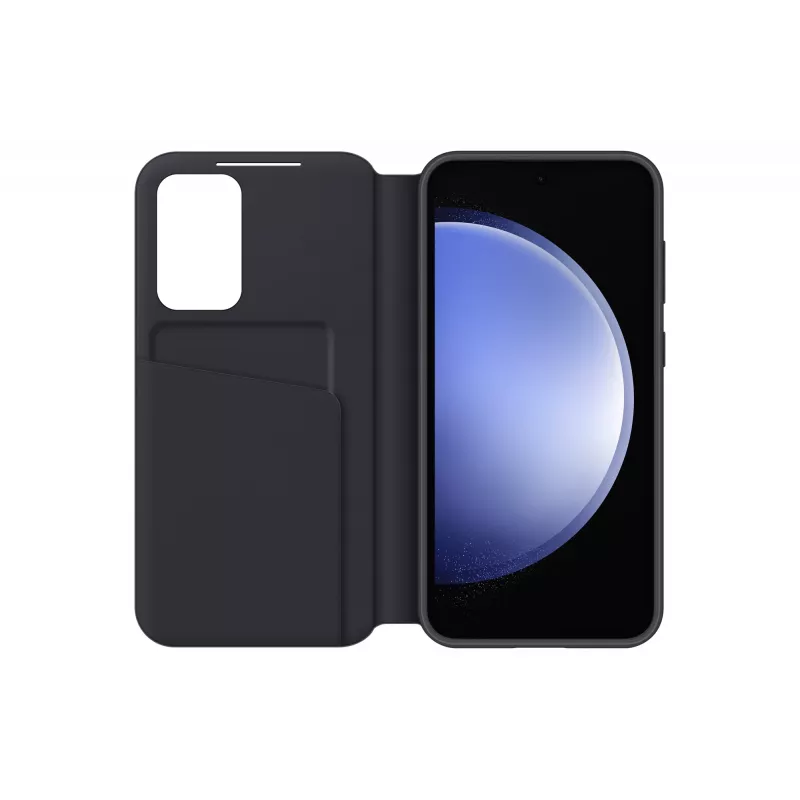 Samsung EF-ZS711CBEGWW Smart View Wallet Case apvalks Galaxy S23 FE, ar vietu kartēm, melns