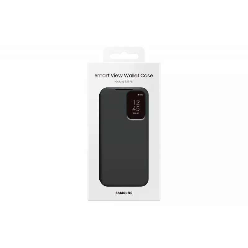 Samsung EF-ZS711CBEGWW Smart View Wallet Case apvalks Galaxy S23 FE, ar vietu kartēm, melns