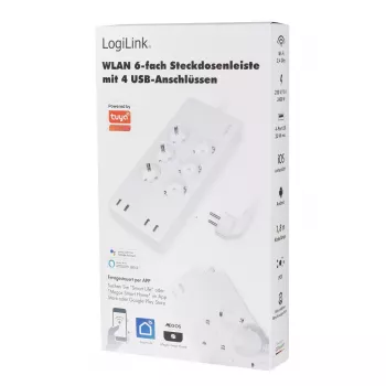 LogiLink Wi-Fi viedā pagarinātāja 6× CEE 7/3 + 4× USB
