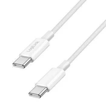 LogiLink USB 2.0 Type-C kabelis C/M – C/M neilona pīte 60W balts 1.5 m