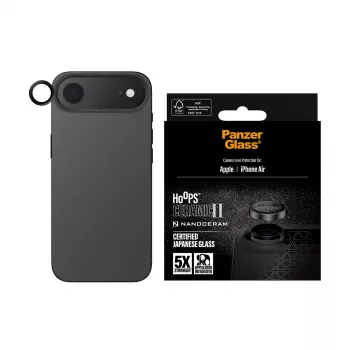 PanzerGlass Hoops Ceramic II Kameras Lēcas Aizsargs iPhone Air, Melns