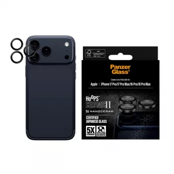 PanzerGlass Hoops Ceramic II Kameras Lēcu Aizsargs iPhone 17 Pro | iPhone 17 Pro Max | iPhone 16 Pro | 16 Pro Max