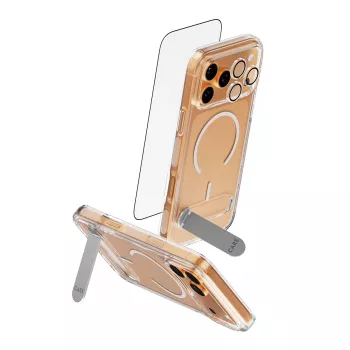PanzerGlass CARE 3-in-1 Feature Kick aizsargstikls un maciņš iPhone 17 Pro Max — rūdīts stikls, PET, silikons, caurspīdīgs
