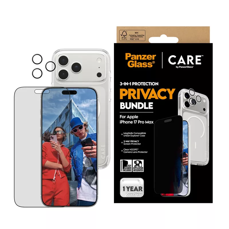 PanzerGlass CARE 3-in-1 Flagship Privacy Bundle iPhone 17 Pro Max