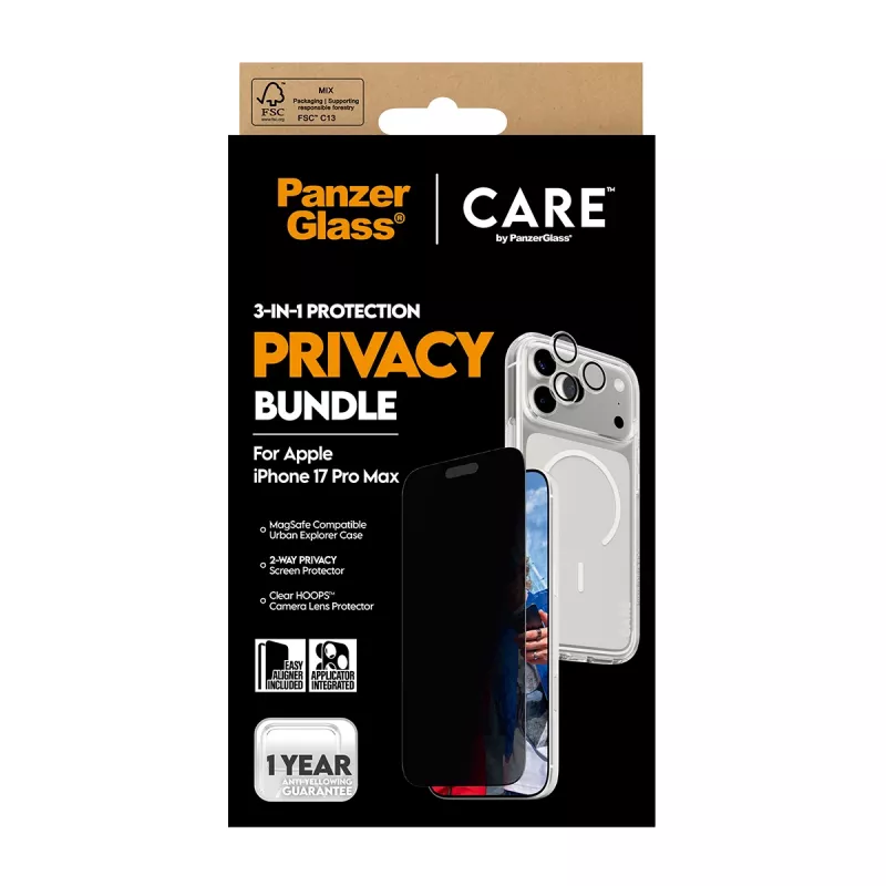 PanzerGlass CARE 3-in-1 Flagship Privacy Bundle iPhone 17 Pro Max
