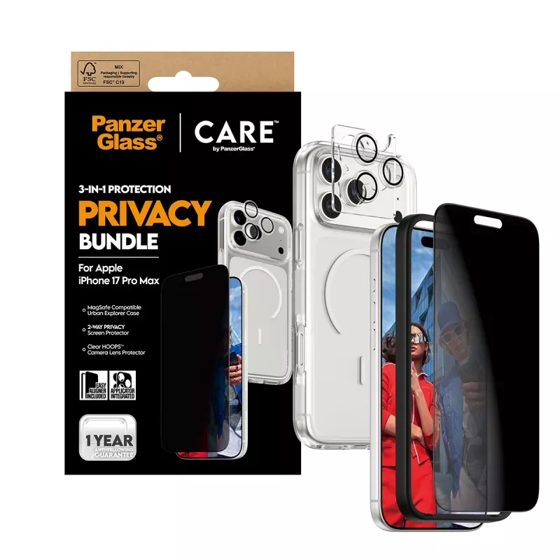 PanzerGlass CARE 3-in-1 Flagship Privacy Bundle iPhone 17 Pro Max