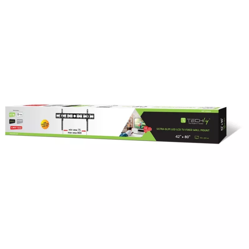 Techly sienas stiprinājums LED LCD TV 42-80 Ultra Slim fiksēts H400mm ICA-PLB 840