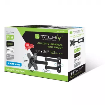 Techly sienas stiprinājums LCD LED 13-30 collu ar slīpumu 2 eņģes melns ICA-LCD 923B
