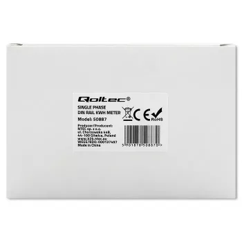 Vienfāzes elektroenerģijas skaitītājs QOLTEC 50887 1-fāze 230V LCD Slim