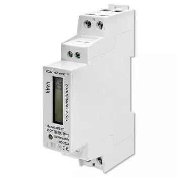 Vienfāzes elektroenerģijas skaitītājs QOLTEC 50887 1-fāze 230V LCD Slim