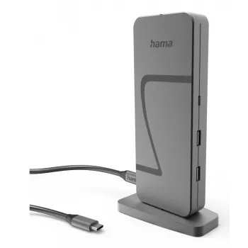 Hama Connect2Office Speed USB 3.2 Gen 1 Type-C centrmezgls 10 porti 40 000 Mbit/s Antracīts