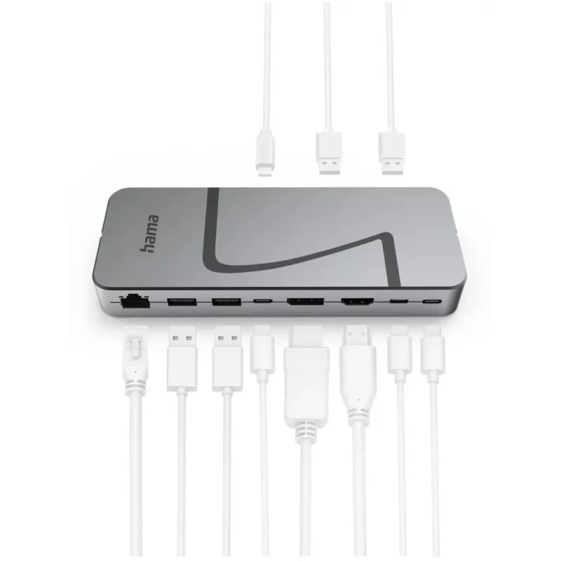Hama Connect2Office Speed USB 3.2 Gen 1 Type-C centrmezgls 10 porti 40 000 Mbit/s Antracīts