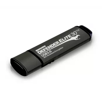 Kanguru Defender Elite30™ USB 3.0 128GB — droša zibatmiņa ar AES 256 bitu aparatūras šifrēšanu (XTS režīms), FIPS 197 sertificēta, TAA atbilstoša
