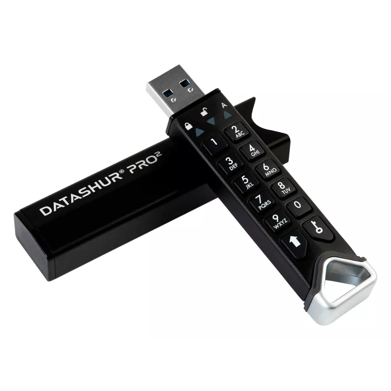 iStorage datAshur PRO2 128 GB | Droša zibatmiņa | FIPS 140-2 Līmenis 3 Sertificēta | AES-XTS 256 bitu aparatūras šifrēšana | Aizsargāta ar paroli | Putekļu/Ūdens izturīga