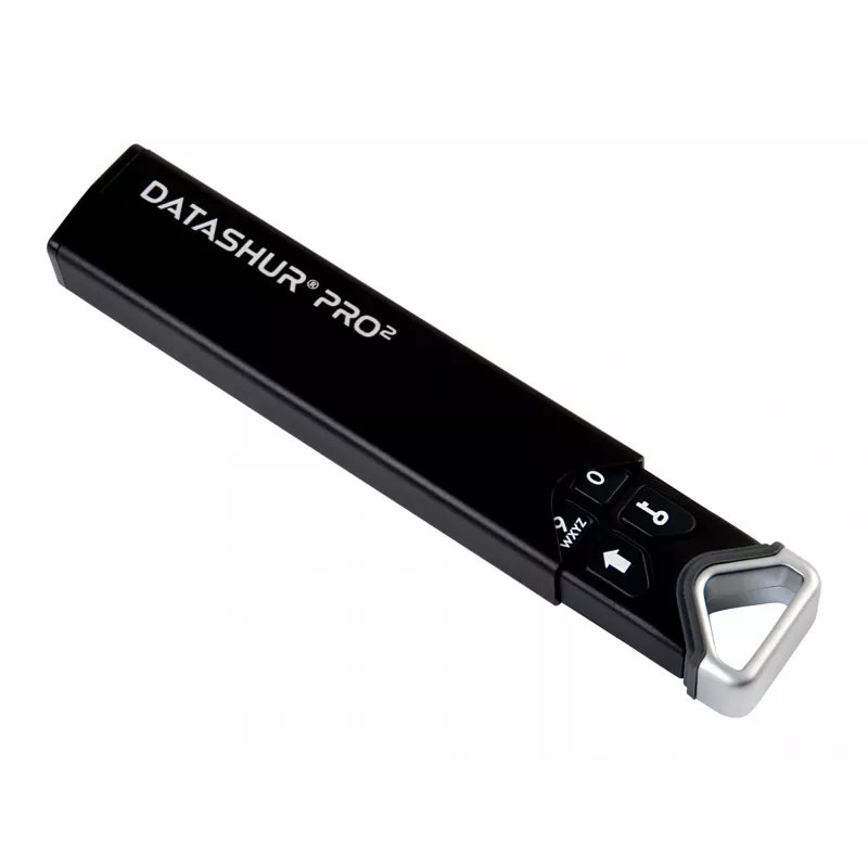 iStorage datAshur PRO2 128 GB | Droša zibatmiņa | FIPS 140-2 Līmenis 3 Sertificēta | AES-XTS 256 bitu aparatūras šifrēšana | Aizsargāta ar paroli | Putekļu/Ūdens izturīga
