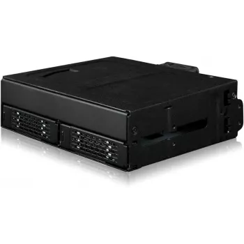 Icy Dock ToughArmor MB105VP-B U.2 uz SlimSAS NVMe adaptera korpuss, PCIe 4.0, atbalsta 2x 2.5 collu diskus, 1x 5.25 collu nodalījumu