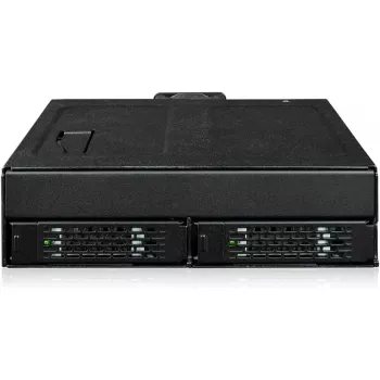 Icy Dock ToughArmor MB105VP-B U.2 uz SlimSAS NVMe adaptera korpuss, PCIe 4.0, atbalsta 2x 2.5 collu diskus, 1x 5.25 collu nodalījumu