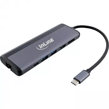 InLine 8-in-1 USB-C daudzfunkciju centrs, HDMI, DP, USB 3.2, PD 3.0 100W, MST