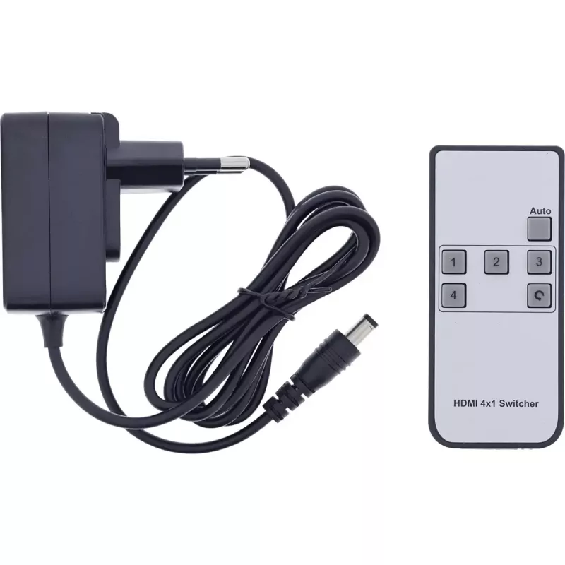 InLine 57885B HDMI pārslēgs 4 portu, 48 Gb/s, 8K@60Hz, ar USB-C, melnā krāsā