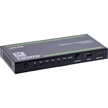 InLine 57885B HDMI slēdzis ar USB-C, 4 porti, 8K@60Hz, 48 Gb/s
