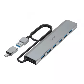 Hama 00200137 USB 3.2 Gen 1 centrmezgls Type-A + Type-C 5000 Mbit/s antracīts