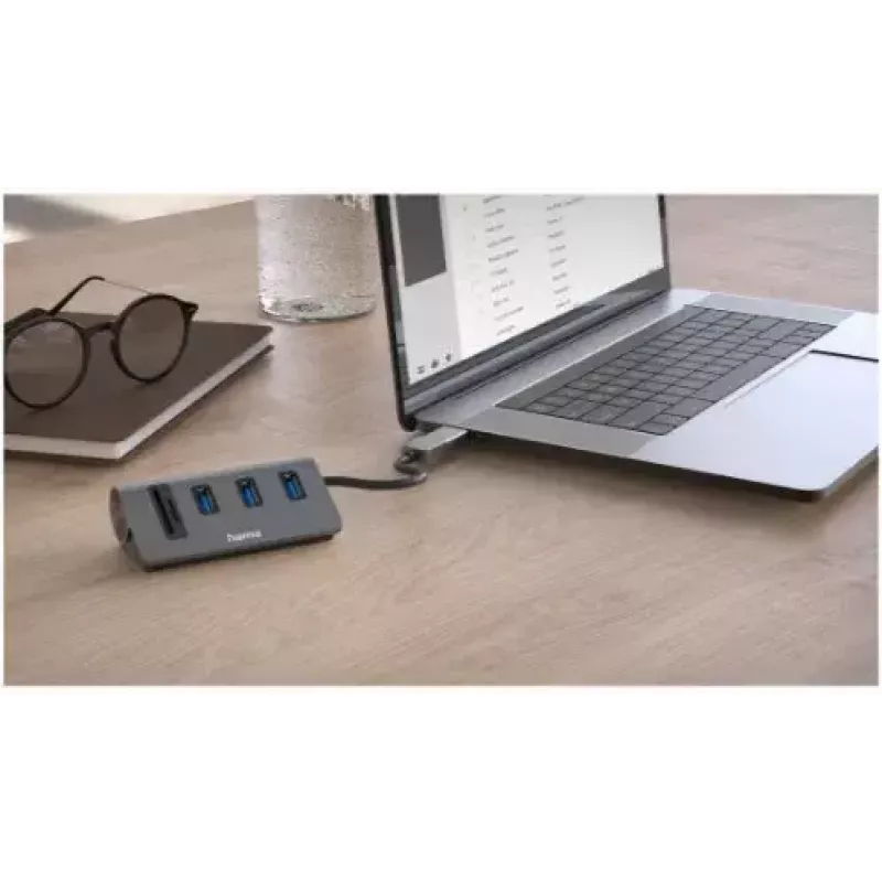 Hama 00200140 dokstacija/portu atkārtotājs USB 3.2 Gen 1 (3.1 Gen 1) Type-A Antracīts, Melns