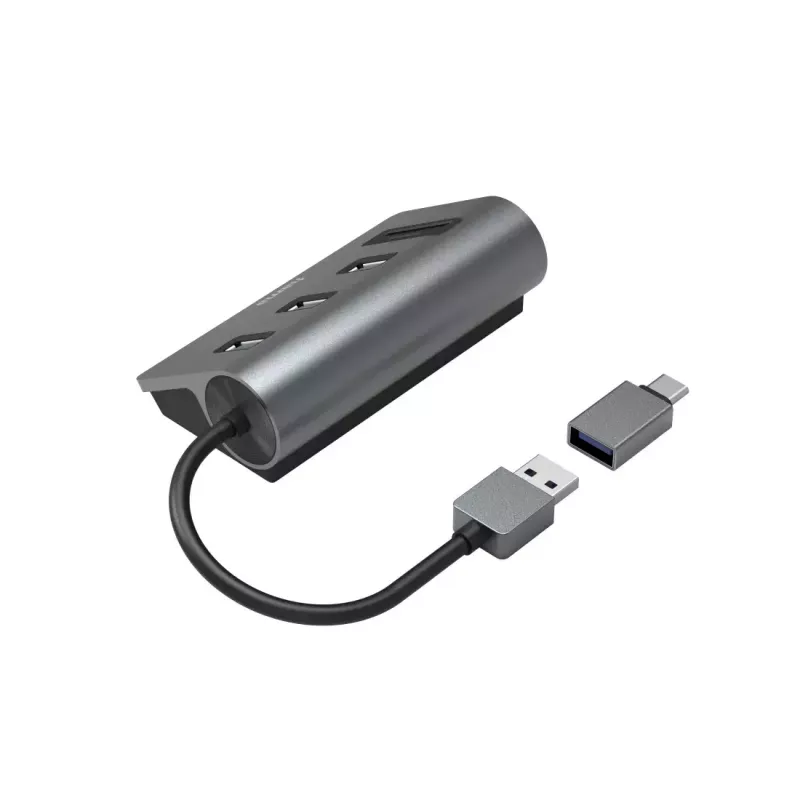 Hama 00200140 dokstacija/portu atkārtotājs USB 3.2 Gen 1 (3.1 Gen 1) Type-A Antracīts, Melns
