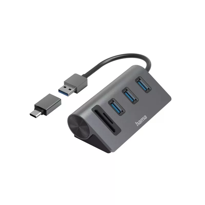 Hama 00200140 dokstacija/portu atkārtotājs USB 3.2 Gen 1 (3.1 Gen 1) Type-A Antracīts, Melns