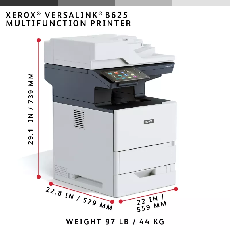 Xerox VersaLink B625 A4 61ppm Duplex Drukāt/Kopēt/Skenēt/Fakss PS3 PCL5e/6 2 Paplātes 650 Lapas