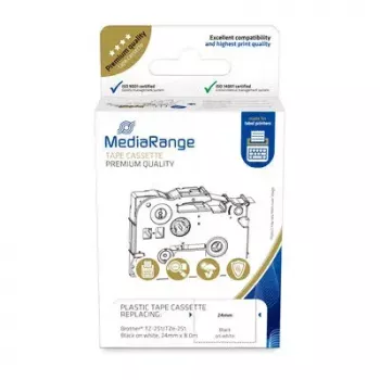 Plastmasas lentes kasete MediaRange TZ-251 24mm 8m melns uz balta