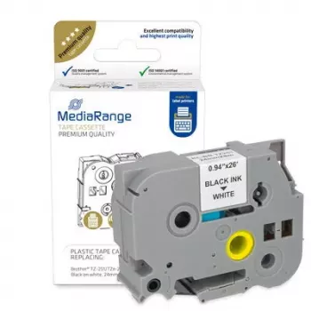 Plastmasas lentes kasete MediaRange TZ-251 24mm 8m melns uz balta