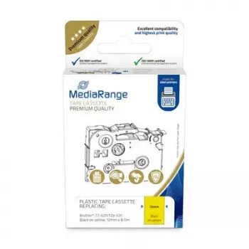 Plastmasas lentes kasete MediaRange TZ-631 12mm melns uz dzeltena