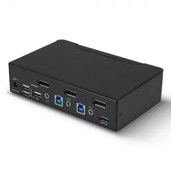 Lindy 2 Port DisplayPort 1.4, USB 3.0 un Audio KVM Slēdzis