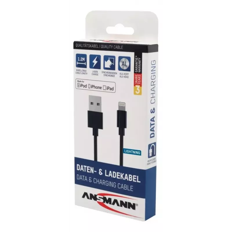 Lightning kabelis Ansmann 1700-0078 1,2m Melns